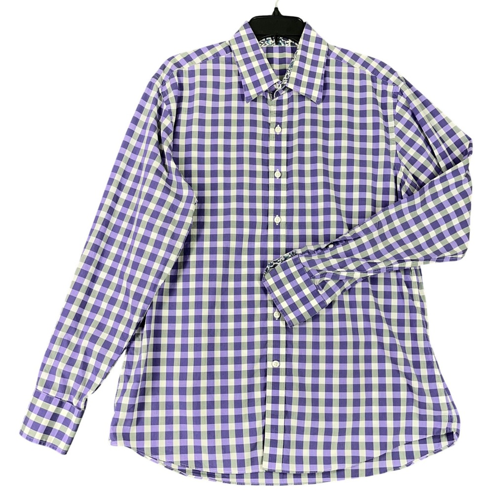 MSG Tailored Gingham Button‎ Shirt Women M Italian Design Classic Fit Casual Top
